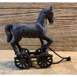 Cast Iron Horse Pull Toy on Wheels 0170-13603